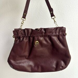 Vintage Etienne Aigner Oxblood Leather Kiss-Lock Purse Burgundy Rare